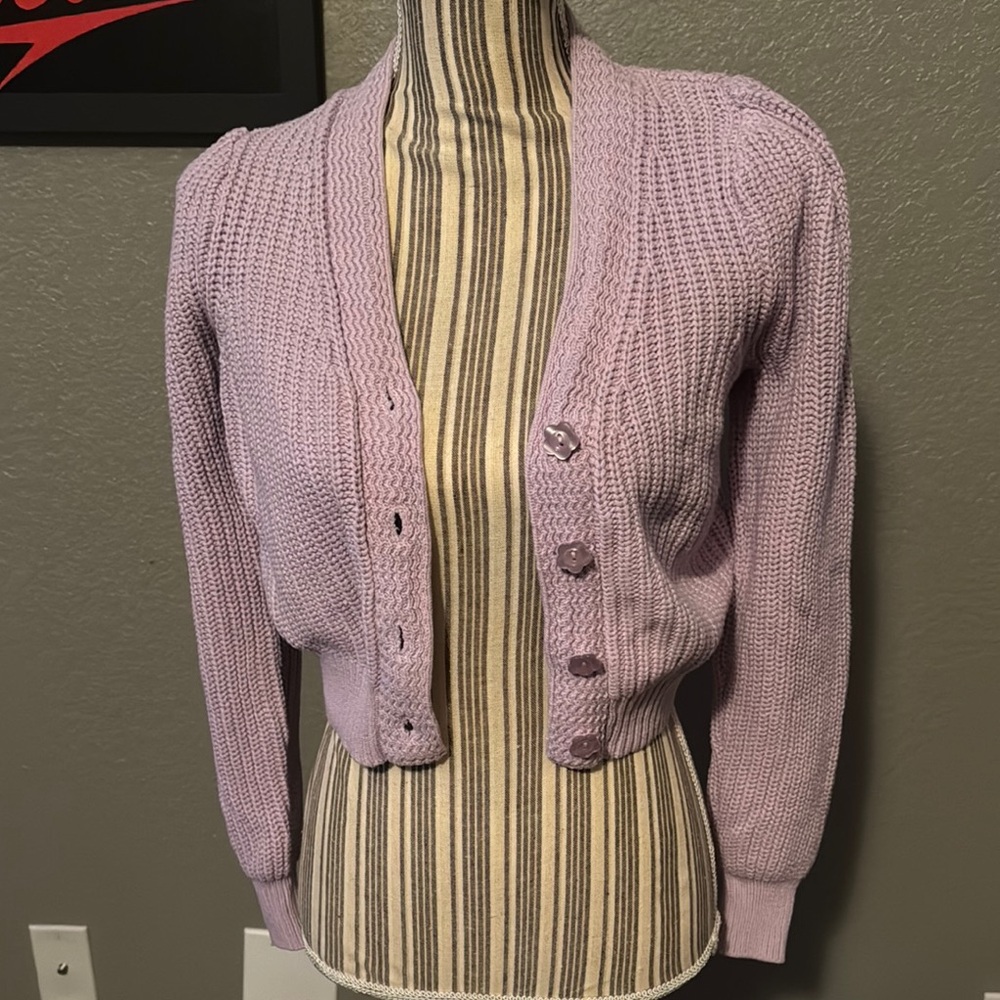 Jessica Simpson Purple Cardigan Sweater with Ribbed Knit